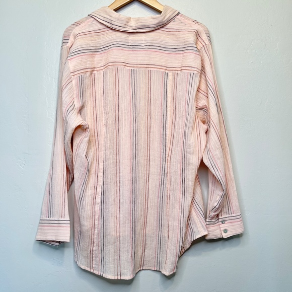 Chaser | Plus Size Shirting Button Down Embroidered Semi Sheer Lightweight Shirt - Picture 4 of 16